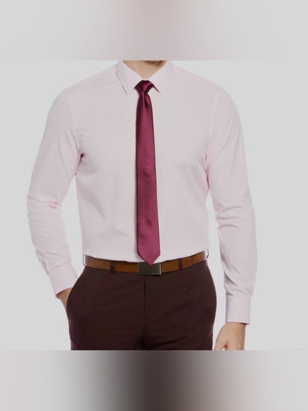 Perry Ellis Portfolio Slim Fit Button Down Dress Shirt Pink Size 18 36/37 EUC